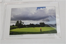 2008 US Open Tiger Woods Stroll up 18th Hole Picture in Holder w/Six (6) Sets of 2008 US Open Photo Cards