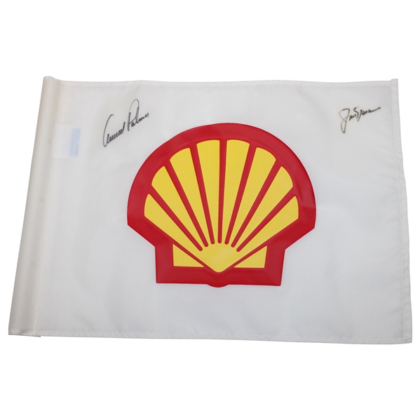 Arnold Palmer & Jack Nicklaus Dual Signed Shell Course Flag JSA ALOA