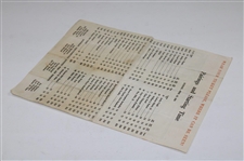 1964 Masters Tournament Sunday Pairing Sheet - Arnold Palmer Winner