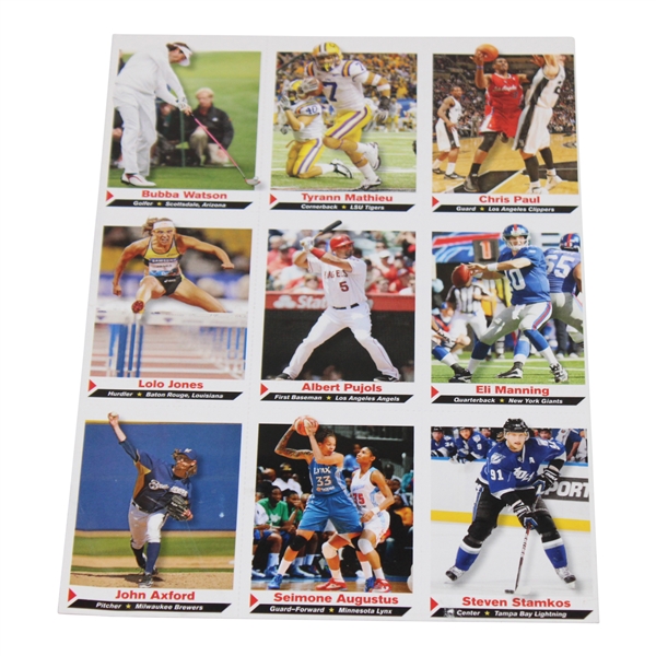 2012 Sports Illustrated For Kids Uncut Card Sheet Including Bubba Watson