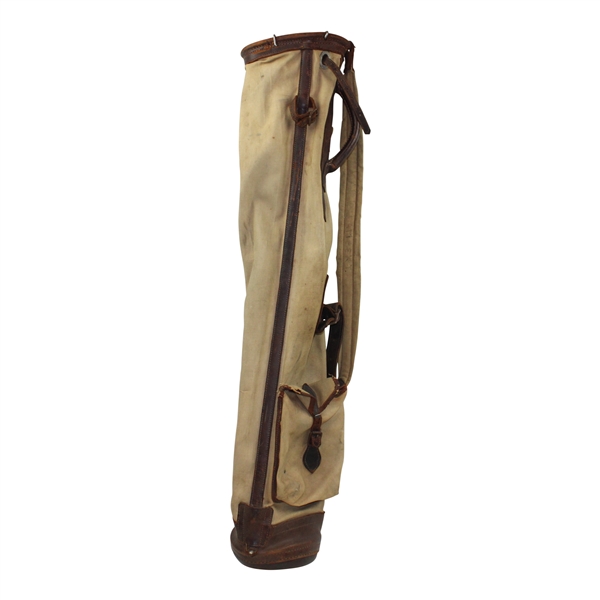 Spalding Canvas & Brown Leather Golf Bag