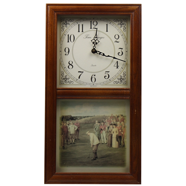Vintage Time Images Wall Clock Quartz with Golf Putting Print 20 Tall - Working