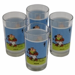 Four (4) Classic Post-Swing "Birdie" Golfer CPO Club Naval Station Drinking Glasses