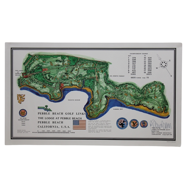 Pebble Beach Golf Links James P Izatt Topographical Print