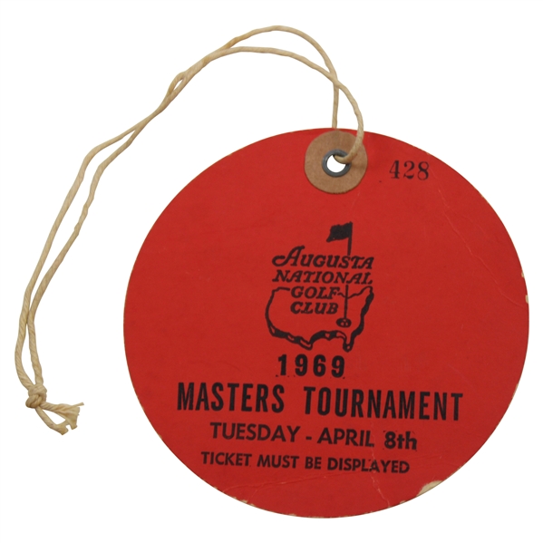 1969 Masters Tournament Tuesday Practice Rd Ticket #428 - George Archer Winner