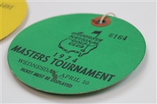 1974 Masters Tournament Tuesday & Wednesday Practice Rd Tickets - Gary Player Winner
