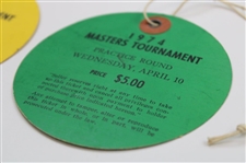 1974 Masters Tournament Tuesday & Wednesday Practice Rd Tickets - Gary Player Winner