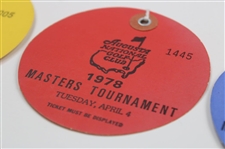 1978 Masters Tournament Monday, Tuesday & Wednesday Practice Rd Tickets - Gary Player Winner