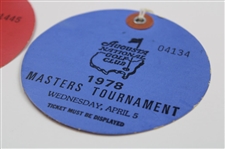 1978 Masters Tournament Monday, Tuesday & Wednesday Practice Rd Tickets - Gary Player Winner