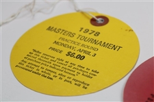 1978 Masters Tournament Monday, Tuesday & Wednesday Practice Rd Tickets - Gary Player Winner