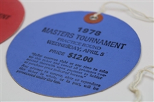1978 Masters Tournament Monday, Tuesday & Wednesday Practice Rd Tickets - Gary Player Winner