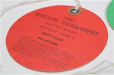 1983 Masters Tournament Monday, Tuesday & Wednesday Practice Rd Tickets - Seve Ballesteros Winner