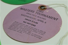 1983 Masters Tournament Monday, Tuesday & Wednesday Practice Rd Tickets - Seve Ballesteros Winner