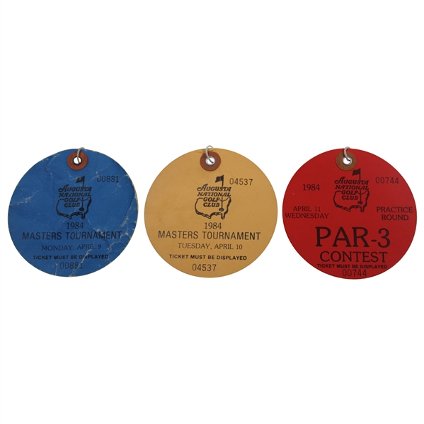 1984 Masters Tournament Monday, Tuesday & Wednesday Practice Rd Tickets - Ben Crenshaw Winner