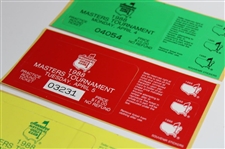 1988 Masters Tournament Monday, Tuesday & Wednesday Practice Rd Tickets - Sandy Lyle Winner