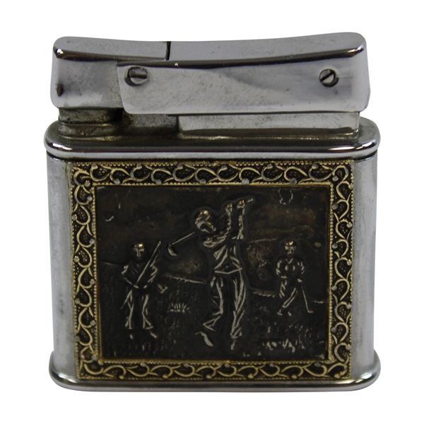 Vintage Brass Golf Bag with Clubs Themed Lighter