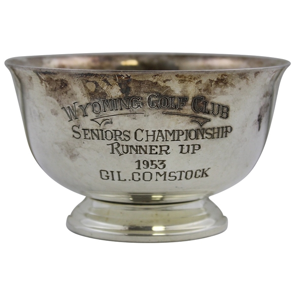 1953 Wyoming Golf Club Seniors Championship Runner-Up Trophy Bowl Won by Gil. Comstock