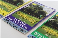 2007 Masters Tournament Monday, Tuesday & Wednesday Practice Rd Tickets - Zach Johnson Winner