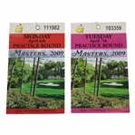 2009 Masters Tournament Monday & Tuesday Practice Rd Tickets - Angel Cabrera Winner