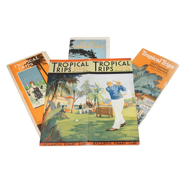 Four (4) Vintage Golf Brochures - Three Tropical Trips & One In The Carolinas