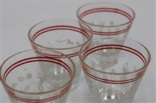 Four (4) Multi Sport Theme Shot Glasses