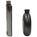 Two (2) English Pewter Golf Themed Flasks