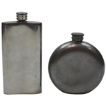 Two (2) English Pewter Golf Themed Flasks