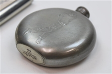 Two (2) English Pewter Golf Themed Flasks