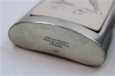 Two (2) English Pewter Golf Themed Flasks