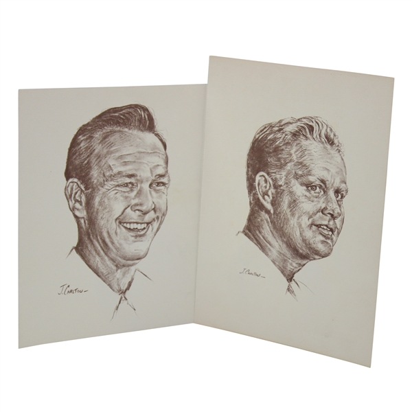 Jack Nicklaus & Arnold Palmer Sketches By Artist J. Carlton