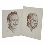 Jack Nicklaus & Arnold Palmer Sketches By Artist J. Carlton