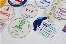 Forty Eight (48) Assorted Tournament Pins/Badges - Charles Coody Collection