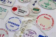 Forty Eight (48) Assorted Tournament Pins/Badges - Charles Coody Collection