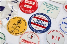 Forty Eight (48) Assorted Tournament Pins/Badges - Charles Coody Collection