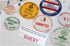 Forty Eight (48) Assorted Tournament Pins/Badges - Charles Coody Collection