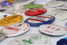 Forty Eight (48) Assorted Tournament Pins/Badges - Charles Coody Collection