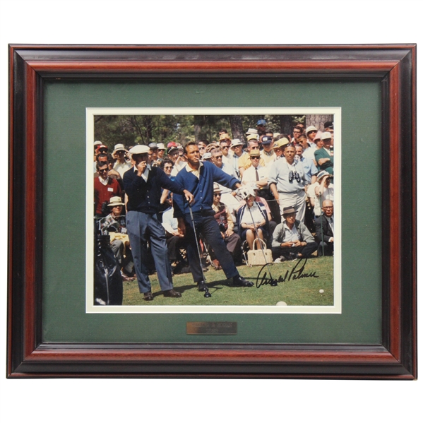 Arnold Palmer Signed 1966 Masters Palmer & Ben Hogan Smoking Photo w/Nameplate JSA ALOA