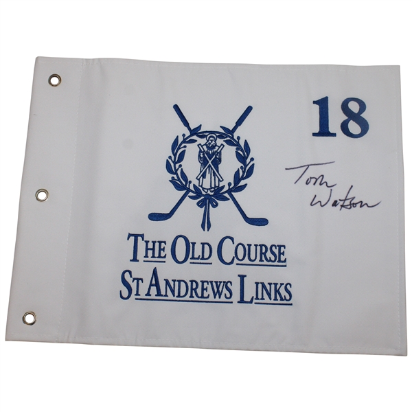 Tom Watson Signed St. Andrews Old Course Embroidered Flag JSA ALOA