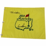 Arnold Palmer & Tom Watson Signed 2014 Masters Embroidered Flag JSA ALOA