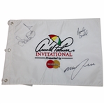 McDowell, Poulter & Snedeker Signed Arnold Palmer Inv. White Embroidered Flag JSA ALOA