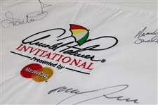 McDowell, Poulter & Snedeker Signed Arnold Palmer Inv. White Embroidered Flag JSA ALOA