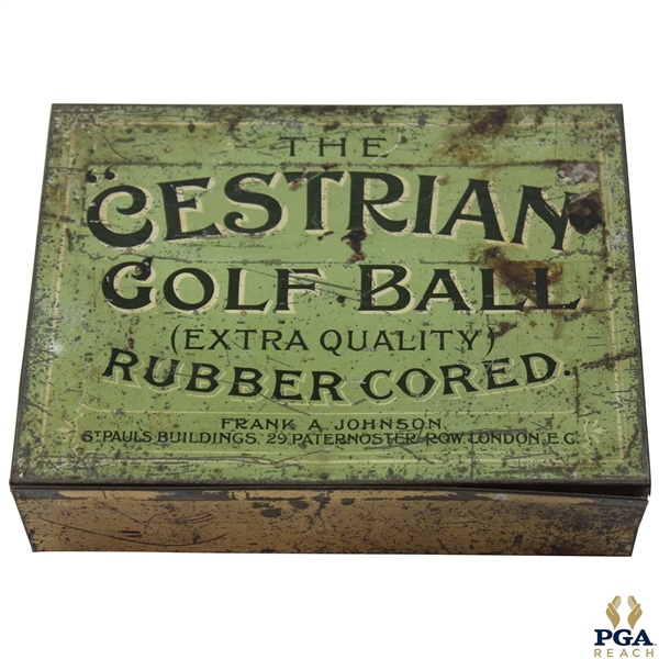 Early 1900s The Cestrian Golf Ball Extra Quality Rubber Cored Tin Box