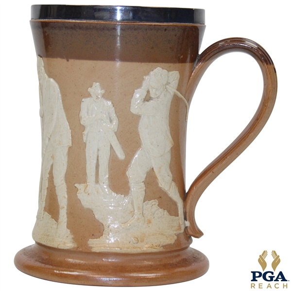 Doulton Lambeth England Golf Stein w/Sterling Silver Rim