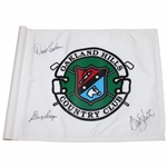 Gary Player, David Graham & Andy North Signed Oakland Hills Champs Flag JSA ALOA