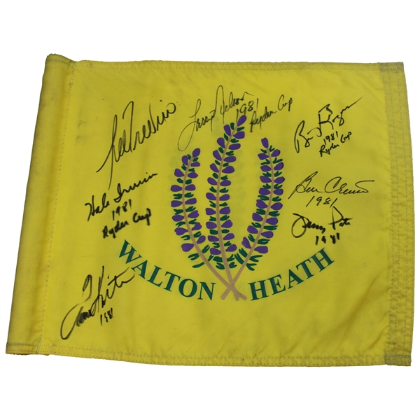 Trevino, Irwin, Kite, Nelson, Rogers, Crenshaw & Pate Signed Walton Heath Flag JSA ALOA