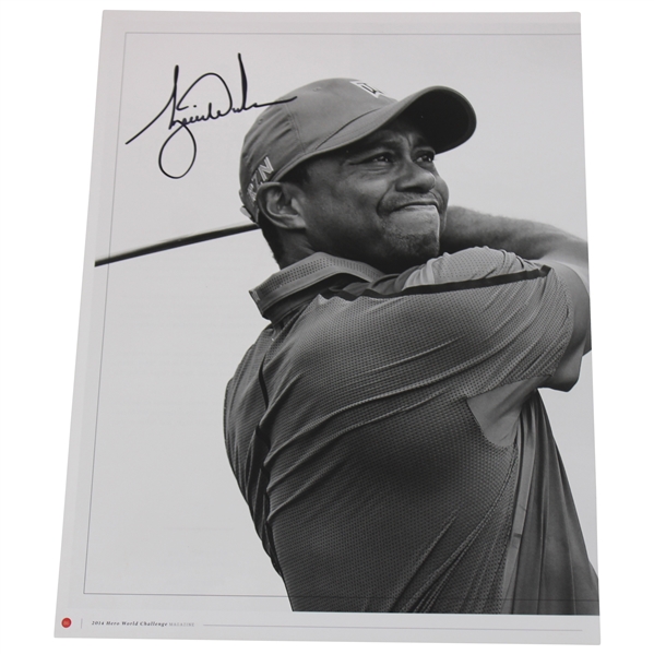 Tiger Woods Signed Black & White Post-Swing Photo Page JSA ALOA
