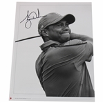 Tiger Woods Signed Black & White Post-Swing Photo Page JSA ALOA