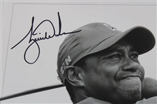 Tiger Woods Signed Black & White Post-Swing Photo Page JSA ALOA