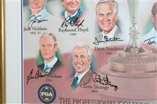 Palmer, Nicklaus, Nelson & 12 Others Signed US Ryder Cup Captains Print - Framed JSA ALOA