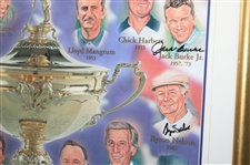 Palmer, Nicklaus, Nelson & 12 Others Signed US Ryder Cup Captains Print - Framed JSA ALOA